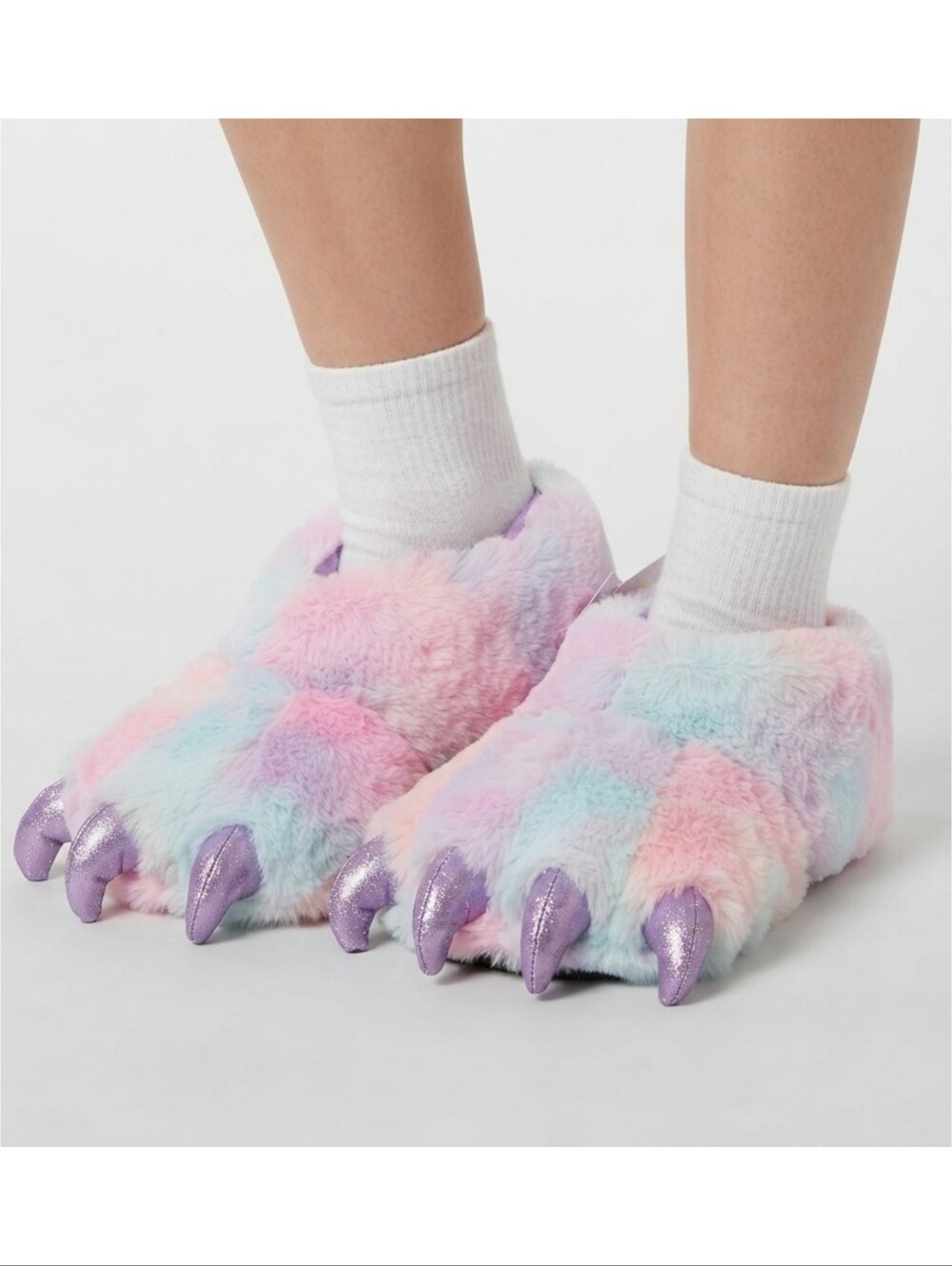 Feetmoji Monster Claw Slippers  Multicolor Pastel Tie Dye Size XL (4-5)